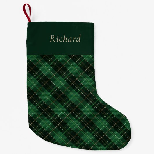 Elegant Green Plaid Personalized Kleine Kerstsok (Voorkant)