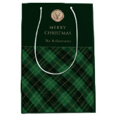 Elegant green plaid personalized  medium cadeauzakje (Voorkant)