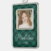 Elegant Green Pset Foto Verzilverd Kader Ornament (Links)