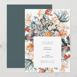 Elegant Green Red Flowers die bruiloft schilderen Save The Date