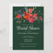 Elegant Green Red KerstFloral Vrijgezellenfeest Kaart (Voorkant)