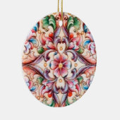 ELEGANT GREEN RED PINK BLUE FLORAL FANTASY KERAMISCH ORNAMENT (Rechts)