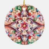 ELEGANT GREEN RED PINK BLUE FLORAL FANTASY KERAMISCH ORNAMENT (Achterkant)