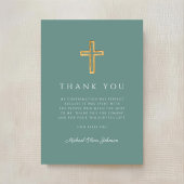 Elegant Green Religious Cross Bpy Confirmation Bedankkaart