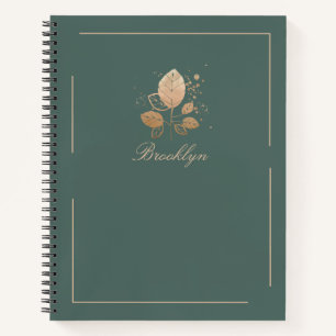 Elegant Green & Roos Gold Floral, speciaal aangepa Notitieboek