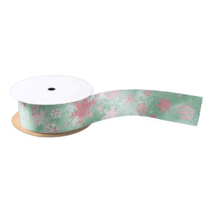 Elegant Green Roze kerstboomschilderpatroon Lint