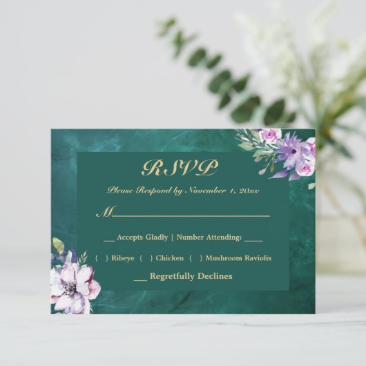 Elegant Green RSVP Kaartje (Staand voorkant)