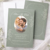 Elegant Green Save The Date Wedding Kaart