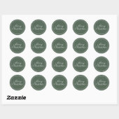 Elegant Green Script Merry Kerstry Ronde Sticker (Vel)