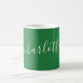 Elegant Green Script Modern Name Personalized Koffiemok (Center)