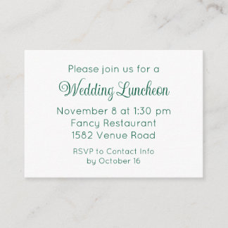 Elegant Green Script Wedding Event Invitation Informatiekaartje