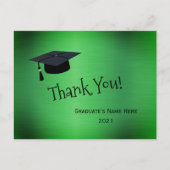 Elegant Green Silver Dank u Afstuderen Briefkaart (Voorkant)