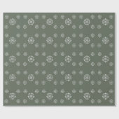 Elegant Green Snowflake Pattern Border Cadeaupapier (Vlak)
