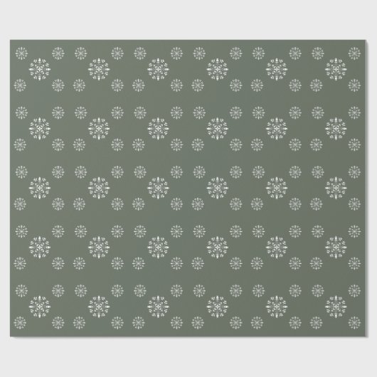Elegant Green Snowflake Pattern Border Cadeaupapier (Vlak)