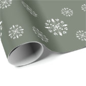 Elegant Green Snowflake Pattern Border Cadeaupapier (Rol Hoek)