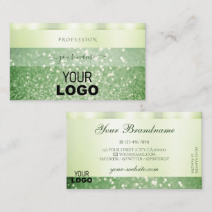 Elegant Green Sparking Glitter met Logo Shimmery Visitekaartje
