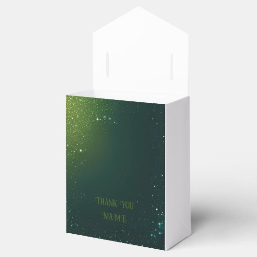 Elegant Green Sparkle Design voor bruiloft uitnodi Bedankdoosjes (Geopend)