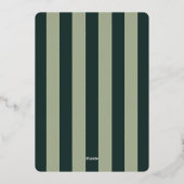 Élégant Green Striped Holiday Party Invitation (Verso)