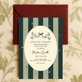 Elegant Green Striped Holiday Party Invitation