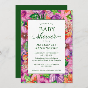 Elegant Green Tropical Floral Baby shower Kaart