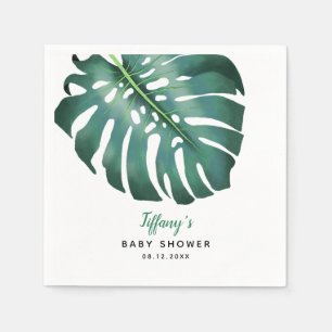 Elegant Green Tropical Leaf Baby shower Servet
