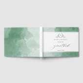 Elegant Green Waterverf Monogram Weddenschap Gastenboek (Volledig)