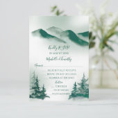 Elegant Green Waterverf Mountain Forest Rustic RSVP Kaartje (Staand voorkant)