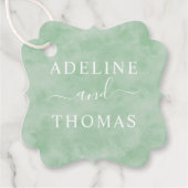 Elegant Green Waterverf Wedding Monogram Bedankjes Labels (Voorkant)