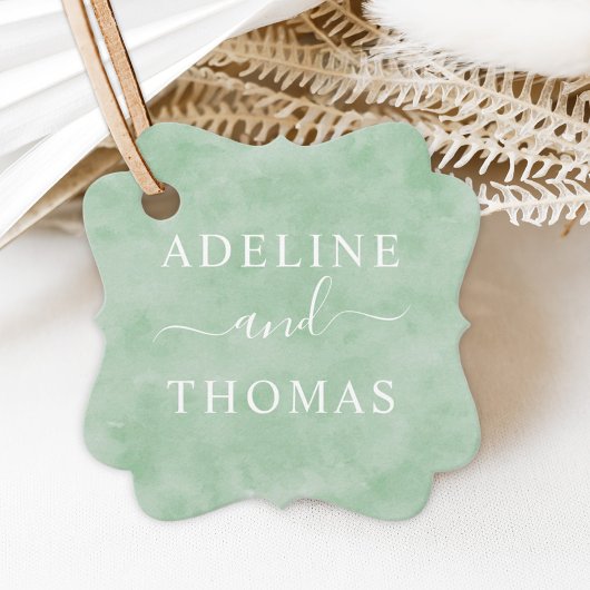 Elegant Green Waterverf Wedding Monogram Bedankjes Labels