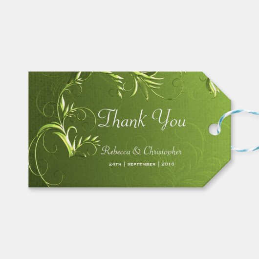 Elegant Green Wedding Bedankt Cadeaulabel (Voorkant (Horizontaal))