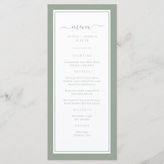 Elegant Green Wedding Menu (Voorkant)