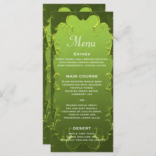 Elegant Green Wedding Reception Menu (Voorkant / Achterkant)