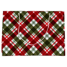 Elegant green & white Red Plaid Rustic Christmas Groot Cadeauzakje