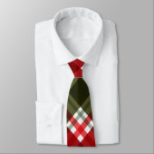 Elegant green & white Red Plaid Rustic Christmas Stropdas (Gebonden)