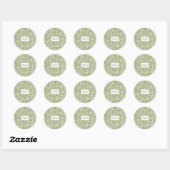 Elegant Green Willow Leaves Monogram Envelope Seal Ronde Sticker (Vel)