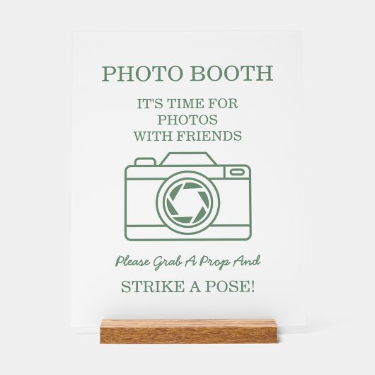 Elegant Green Winter Botanical Wreath Photo Booth Acryl Bord (Voorkant)