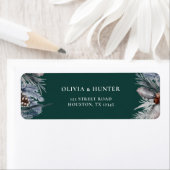 Elegant Green Winter Wedding Return Address Label (Insitu)