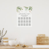Elegant Greenery 15 Tabel Wedding Seating Chart Poster (Keuken)