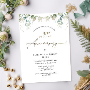 Elegant Greenery 50th Wedding Jubileum Kaart