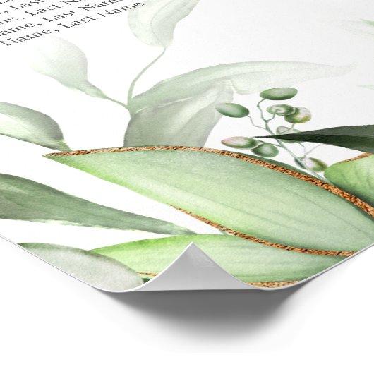 Elegant Greenery 8 Table Wedding Seding Chart Poster (Hoek)