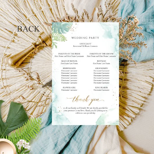 Elegant Greenery and Waterverf Wedding Programme