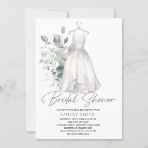 Elegant Greenery and Wedding Dress Vrijgezellenfee Kaart