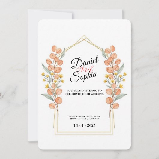 Elegant Greenery Arch Wedding Invitation  (Devant)