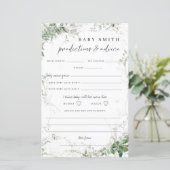 Elegant Greenery Baby shower Advice Cards (Staand voorkant)