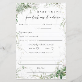 Elegant Greenery Baby shower Advice Cards