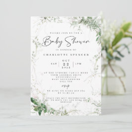 Elegant Greenery Baby shower Invitation Kaart
