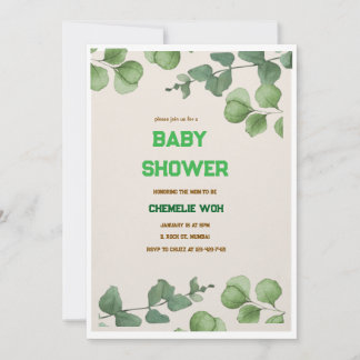 Elegant Greenery Baby shower Invitation Kaart