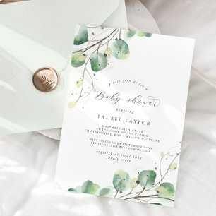 Elegant Greenery Baby shower Invitation Kaart
