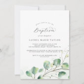 Elegant Greenery Baptism Invitation Kaart (Voorkant)