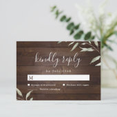 Elegant greenery barn county rustic bruiloft RSVP kaartje (Staand voorkant)